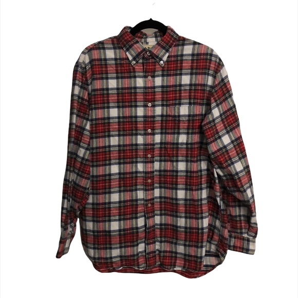 LL Bean Men's Scotch Plaid Flannel Shirt, Traditional Fit, Size Large - Picture 1 of 5